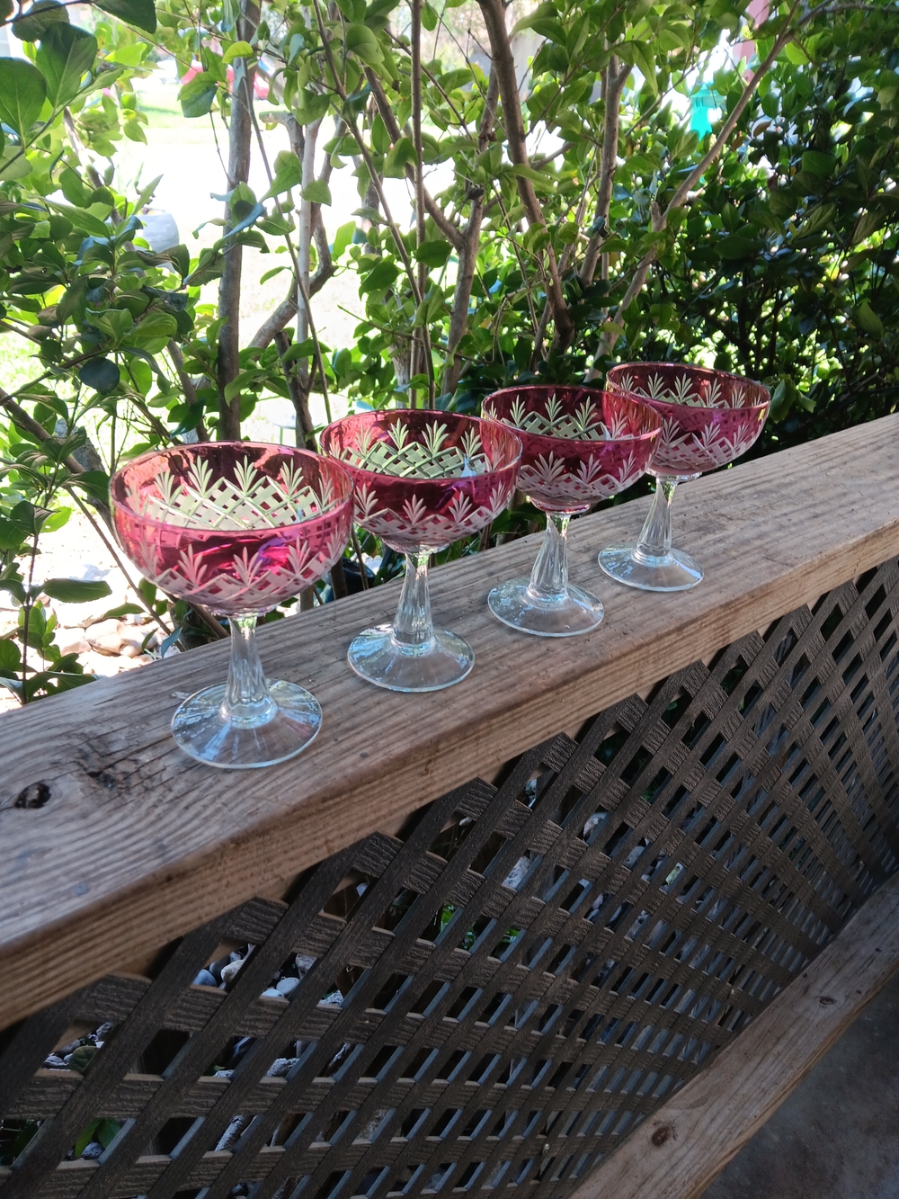 Vintage Cristal D'Arques set of 4 footed Coupe Glasses